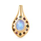 Regenbogen Mondstein, Mehrfarbig-Turmalin Anhänger Messing ca. 4,10 ct.