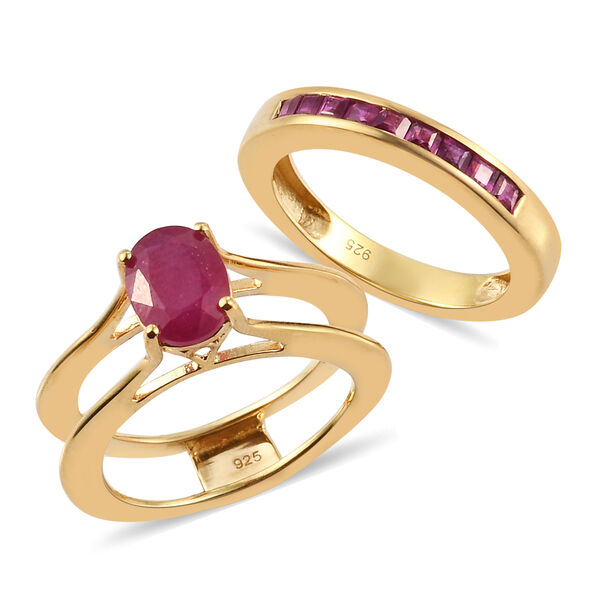 Afrikanischer Rubin (Fissure gefüllt) Ring 925 Silber vergoldet image number 4