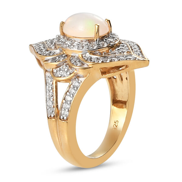 Nat&uuml;rlicher &Auml;thiopischer Opal und Zirkon Ring 925 Silber vergoldet  ca. 1,88 ct image number 5