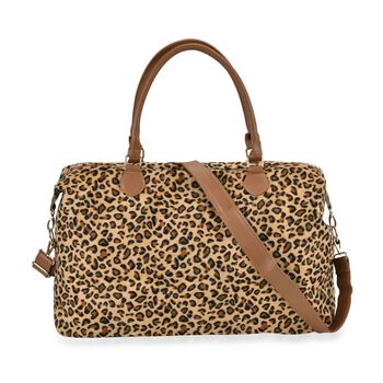 Weekender-Tasche aus supersoftem Mikroflanell und Kunst-Leder mit Leopardenmuster und verstellbarer Riemen, 54 x 37 x 18 cm, Leoparden