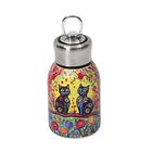 Isolierflasche aus 316L Edelstahl mit Doppelwand und Motiv Katzen und Blumen, für heiße und kalte Getränke, 260 ml