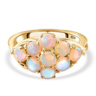 Natürlicher, australischer Opal-Ring, 925 Silber vergoldet (Größe 16.00) ca. 1.62 ct