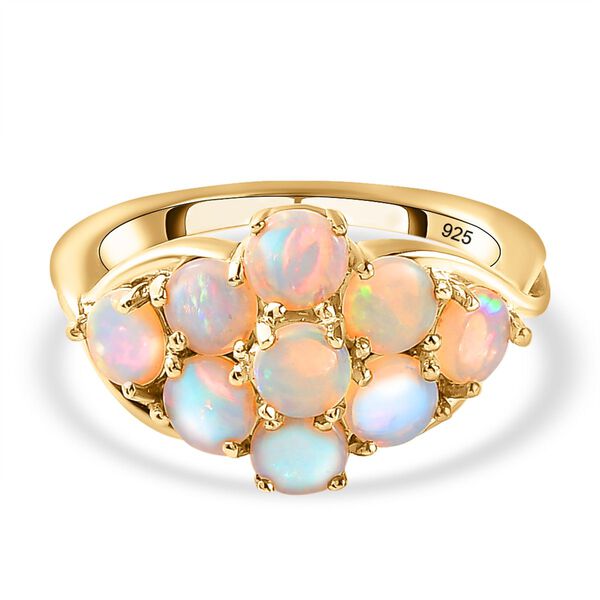 Nat&uuml;rlicher, australischer Opal-Ring, 925 Silber vergoldet  ca. 1,62 ct