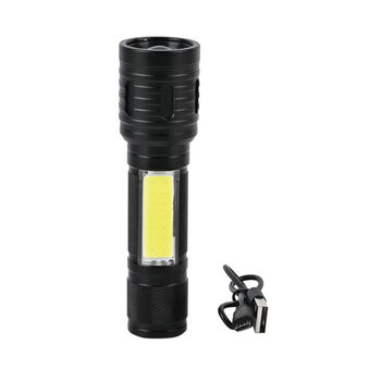 Vielseitige Multifunktions-LED-Taschenlampe mit COB-Seitenlicht, Zoom, Wasserdicht, 1200mAh Akku, Typ-C USB