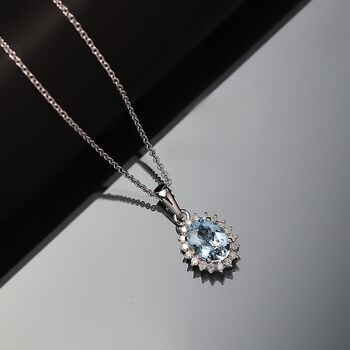 AAA Santamaria Aquamarin, Wei&szlig;er Diamant Schmuckset ca. 50 cm 585 Gold ca. 1.42 ct