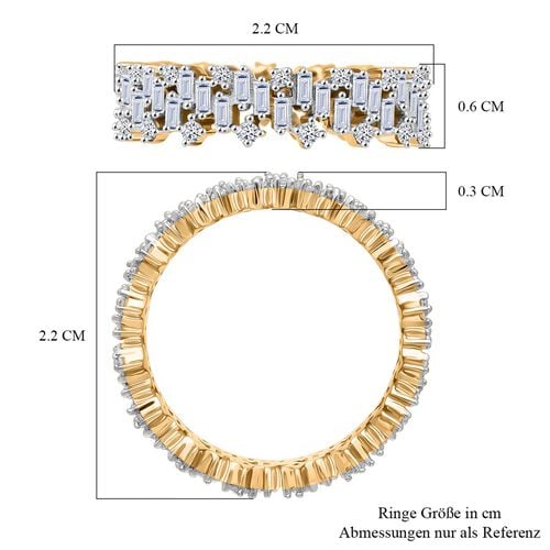 LUXURIANT DIAMOND - Lab Grown Diamant SI-GH SGL zertifiziert Ring, 925 Silber 750 Gelbgold Vermeil (Größe 17.00) ca. 1,00 ct image number 5