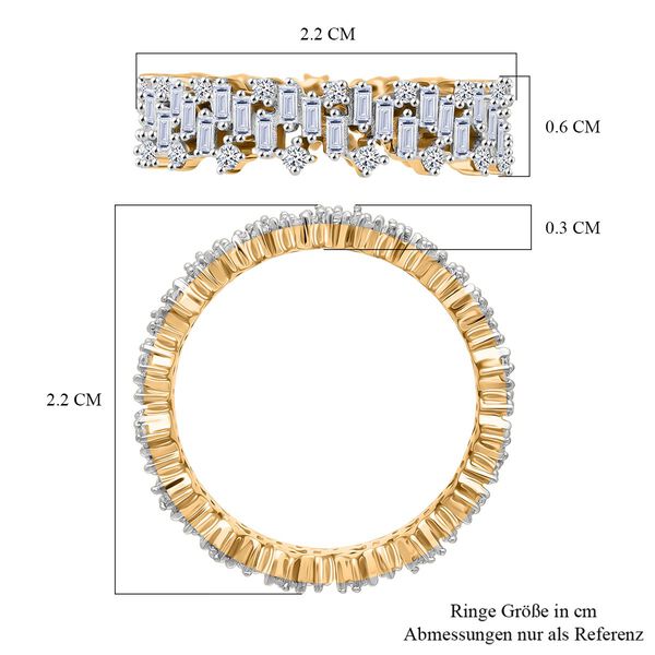 LUXURIANT DIAMOND - Lab Grown Diamant SI-GH SGL zertifiziert Ring, 925 Silber 750 Gelbgold Vermeil (Größe 19.00) ca. 1,00 ct image number 5