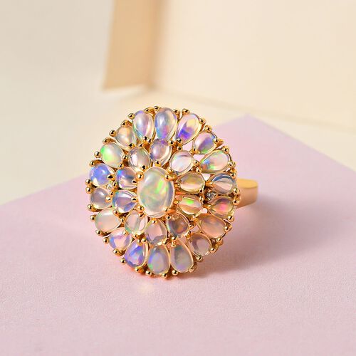 Natürlicher, äthiopischer Welo Opal und Zirkon-Ring - 3,83 ct. image number 1