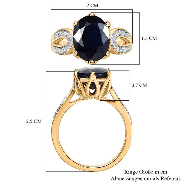 Diffundierter blauer Saphir und Zirkon Ring - 4,57 ct. image number 7