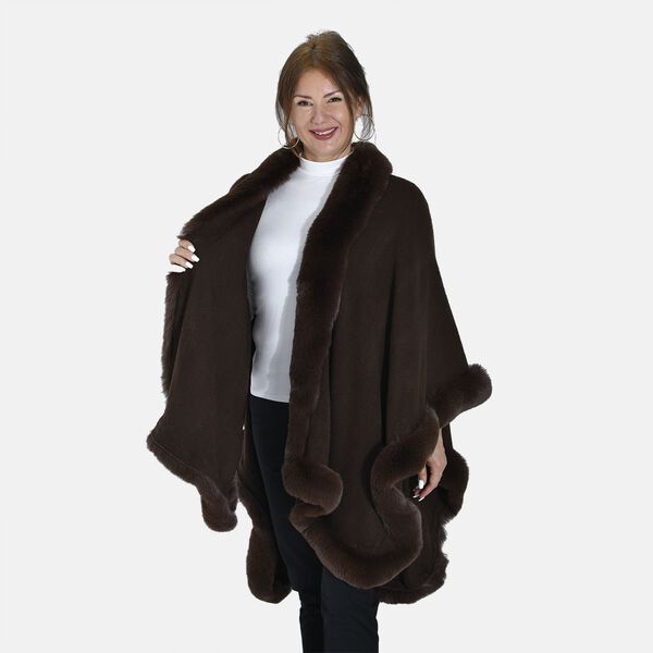 Kunstfell Ruana, Schokolade image number 5