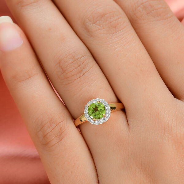Peridot und Zirkon Ring 925 Silber vergoldet  ca. 1,20 ct image number 3