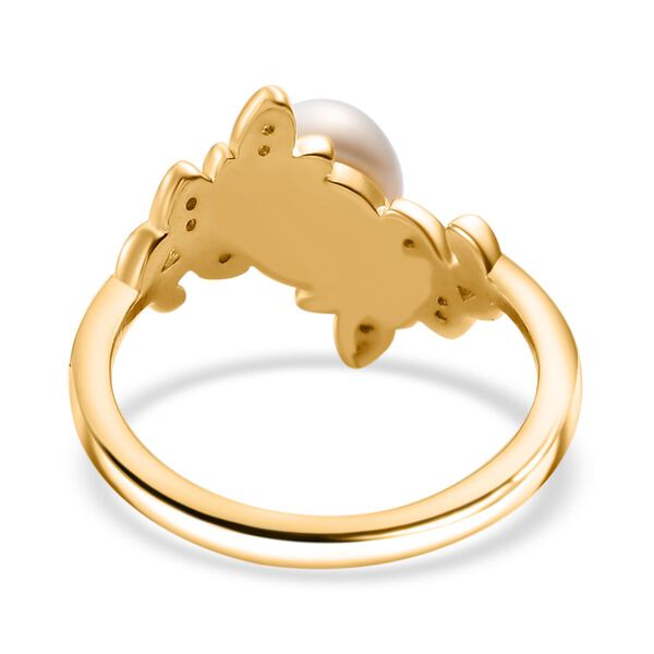 S&uuml;&szlig;wasser Perle und Zirkon Bypass Ring image number 5