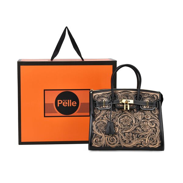 Grand Pelle  - Designer-inspirierte Echtleder Handtasche, schwarz image number 7