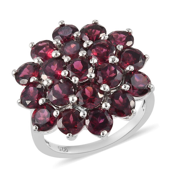 Rhodolith Granat Cluster Ring 925 Silber platiniert  ca. 6,57 ct image number 5