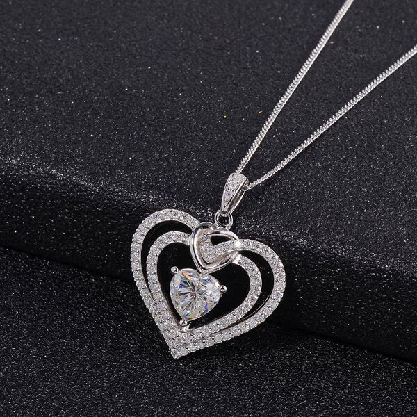 Moissanit Herz Anhänger mit 45cm Kette - 1,72 ct. image number 2