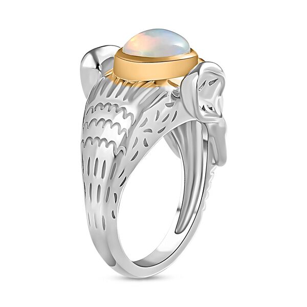 AA Natürlicher, äthiopischer Welo Opal Ring 925 Silber Rhodiniert und 750 Gelbgold Vermeil (Größe 17.00) ca. 1,19 ct image number 6