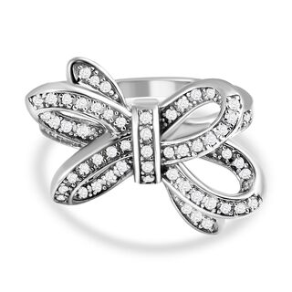 GP Ribbon Kollektion - Weißer Diamant Ring, 925 Silber platiniert (Größe 16.00) ca. 0.33 ct
