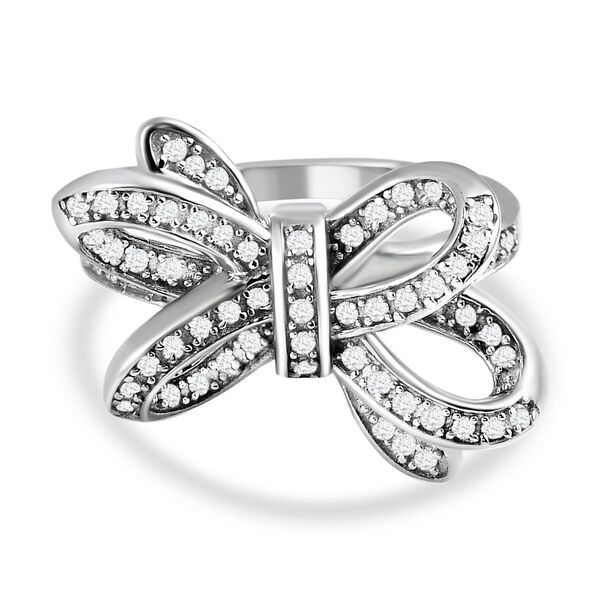 GP Ribbon Kollektion - Wei&szlig;er Diamant Ring, 925 Silber platiniert (Gr&ouml;&szlig;e 16.00) ca. 0.33 ct