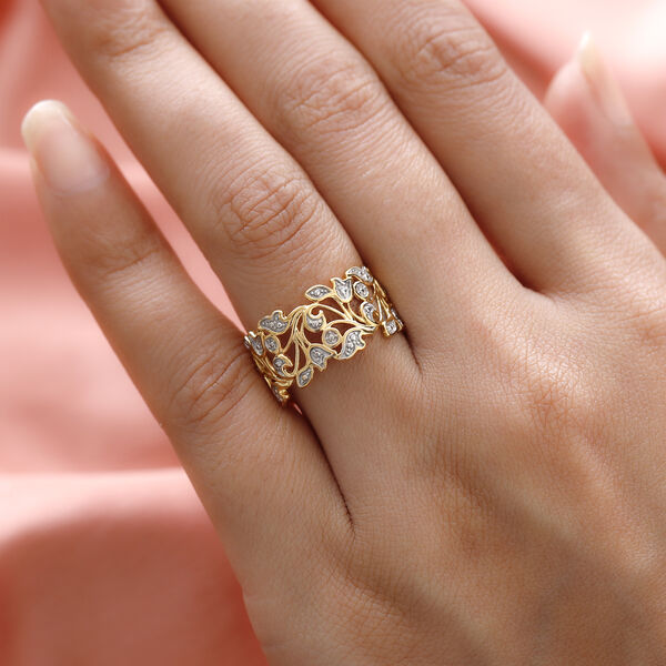 ALLORO funkelnder vergoldeter Silber-Bandring image number 3