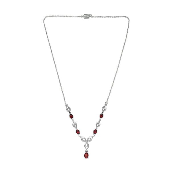 Rotes Granat Collier, ca. 45 cm Edelstahl ca. 3,25 ct image number 4