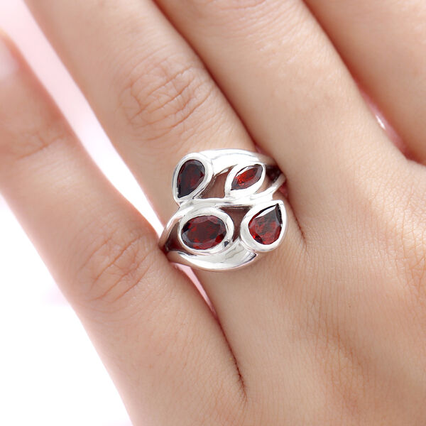 Roter Granat-Ring, reines Messing platiniert  ca. 2,70 ct image number 3