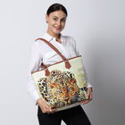 Handtasche mit realistischem Leopardenmuster, Größe 42x10x35,5 cm, Beige und Braun image number 1