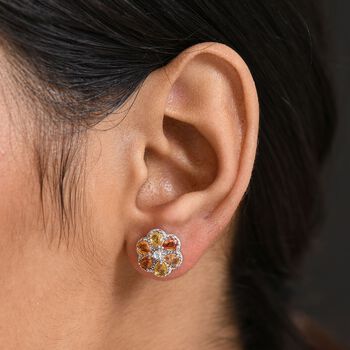 AA Mehrfarbig Saphir, Wei&szlig;er Zirkon Ohrringe Nickelfreies Messing ca. 2,59 ct.