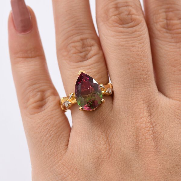 Blooming Petals - D joy Wassermelonen Quarz Triplette Ring 925 Silber platiniert und vergoldet (Größe 17.00) ca. 5,67 ct image number 3