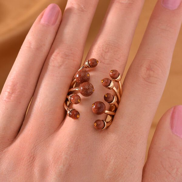 Gold Sandstein, Kristall Ring Messing  Flexibles cm image number 1