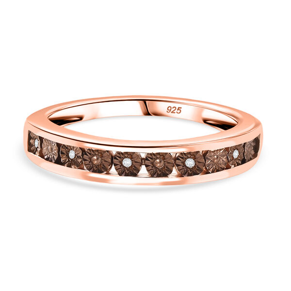 Half Eternity Ring mit Champagner Diamantakzenten, 925 Silber 750 ros&eacute;vergoldet image number 0