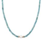 Muschelkernperle (9-11 mm) Halskette mit Blauem Quarzit, verstellbar ca. 40.5 cm +10 cm Extender, goldfarben