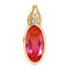 Tulip inspiriert - Sunset Quarz Triplette, Weißer Zirkon Anhänger 925 Silber vergoldet ca. 3.56 ct