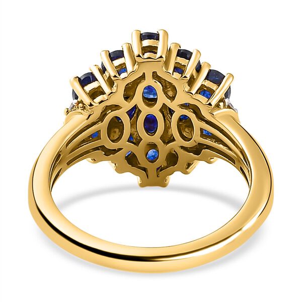 Masoala Saphir und weißer Zirkon Ring, 925 Silber vergoldet (Größe 17.00) ca. 4,02 ct image number 6