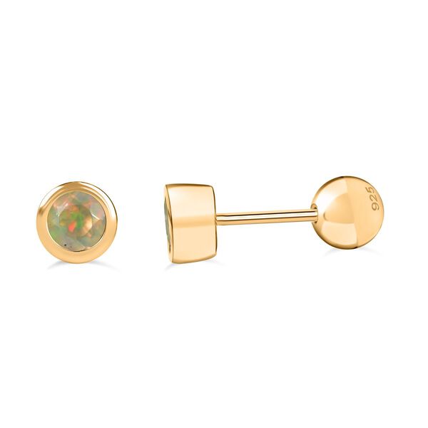 Natürliche, äthiopische Welo Opal Ohrringe, 925 Silber 750 Gelbgold Vermeil - 0,35 ct. image number 0