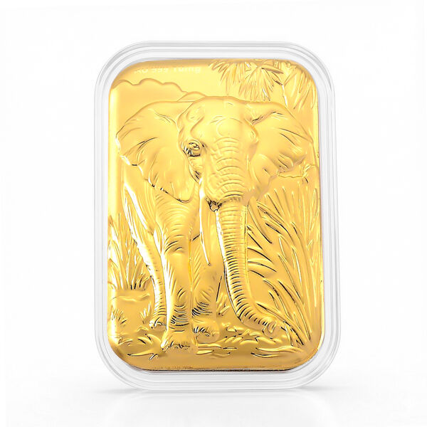 999er Goldfolie mit Elefant-Motiv, 10mg, 3,1x4,5cm