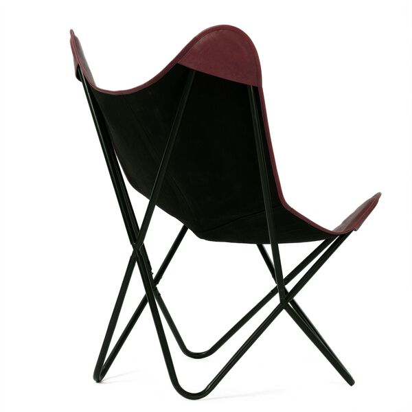 Zusammenklappbarer Butterfly-Sessel aus Echtleder, 92cm, Burgund image number 6