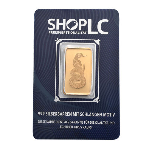 22k Gold uber 999er Silberbarren mit Königskobra-Motiv, ca. 5,00g image number 0