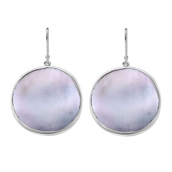 Graue Muschelkernperle ( 28 mm) Ohrringe, 925 Silber