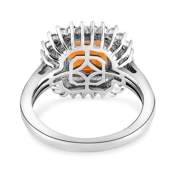 Salamanca Feueropal und weißer Zirkon-Ring, 925 Silber platiniert  ca. 1,71 ct image number 6