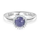 AA Tansanit, Moissanit Ring 925 Silber (Größe 17.00) ca. 1.28 ct