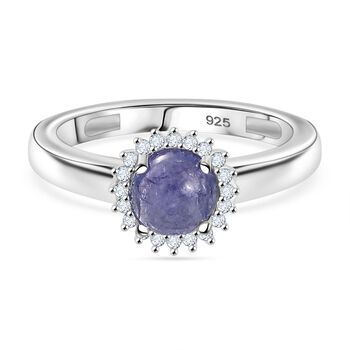 AA Tansanit, Moissanit Ring 925 Silber (Gr&ouml;&szlig;e 17.00) ca. 1.28 ct