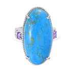 Blaues Türkis, Blauer Zirkonia Ring 316L Edelstahl (Größe 19.00) 27.53 ct