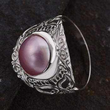 Rosa Mabe Perle (10 mm) Ring 925 Silber (Gr&ouml;&szlig;e 16.00)