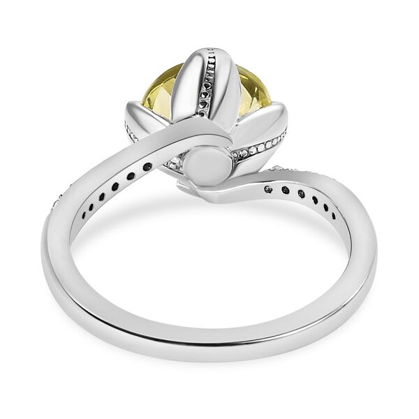 Ouro Verde-Quarz, wei&szlig;er Zirkon Ring, 925 Silber platiniert (Gr&ouml;&szlig;e 18.00) ca. 1.90 ct image number 6