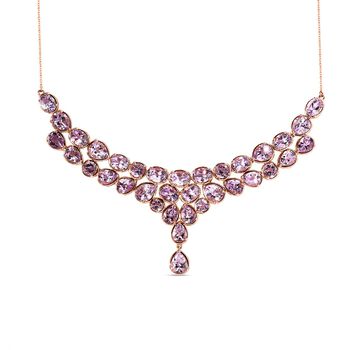 Rose de France Amethyst Collier, ca. 45 cm, 925 Silber ros&eacute;vergoldet ca. 35.67 ct