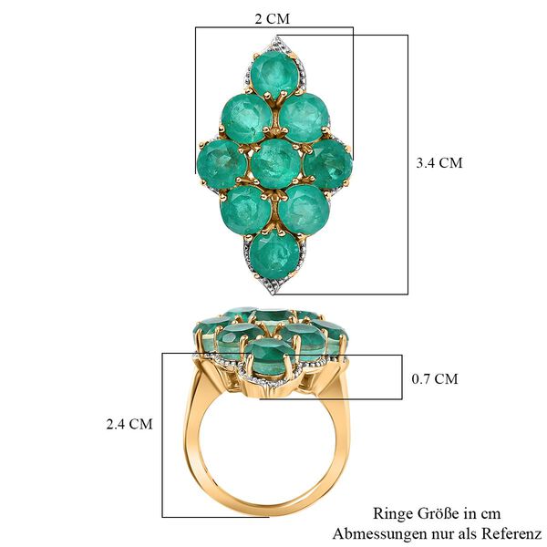 Smaragd-Quarz-Triplette Ring, 925 Silber Gelbgold Vermeil, (Gr&ouml;&szlig;e 20.00) ca. 10.68 ct image number 6