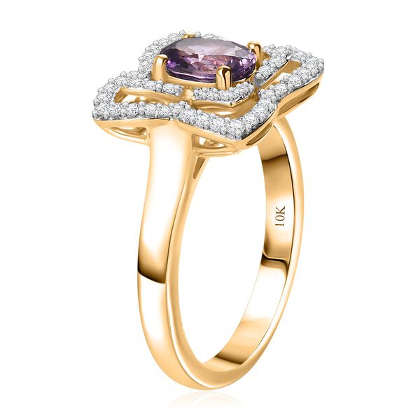 AAA Lila Saphir, Wei&szlig;er Diamant Ring 417 Gold (Gr&ouml;&szlig;e 19.00) ca. 1,39 ct image number 3