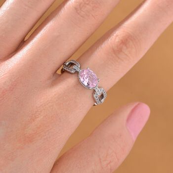 Rosa Zirkonia, Wei&szlig;er Zirkonia Ring Messing (Gr&ouml;&szlig;e 17.00)
