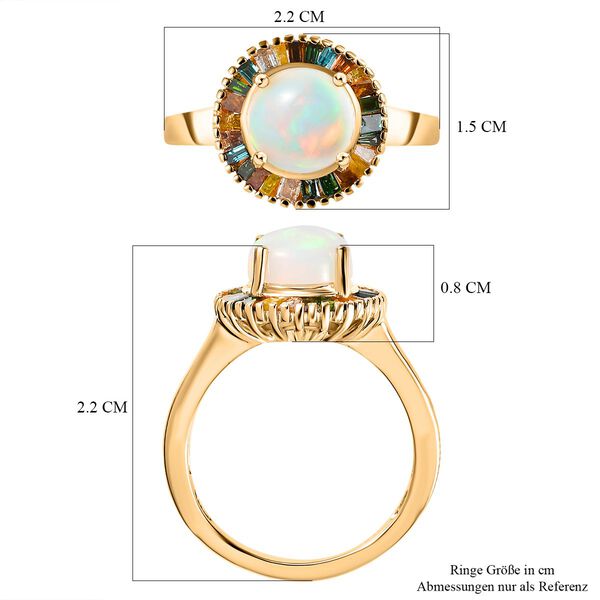 Nat&uuml;rlicher, &auml;thiopischer Welo Opal und mehrfarbiger Diamant-Ring - 1,82 ct. image number 7