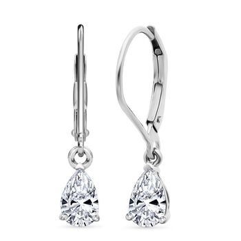 LUXURIANT SGL zertifizierte VS-GH Labor Tropfen-Diamant Ohrringe, 925 Silber rhodiniert - 1 ct.